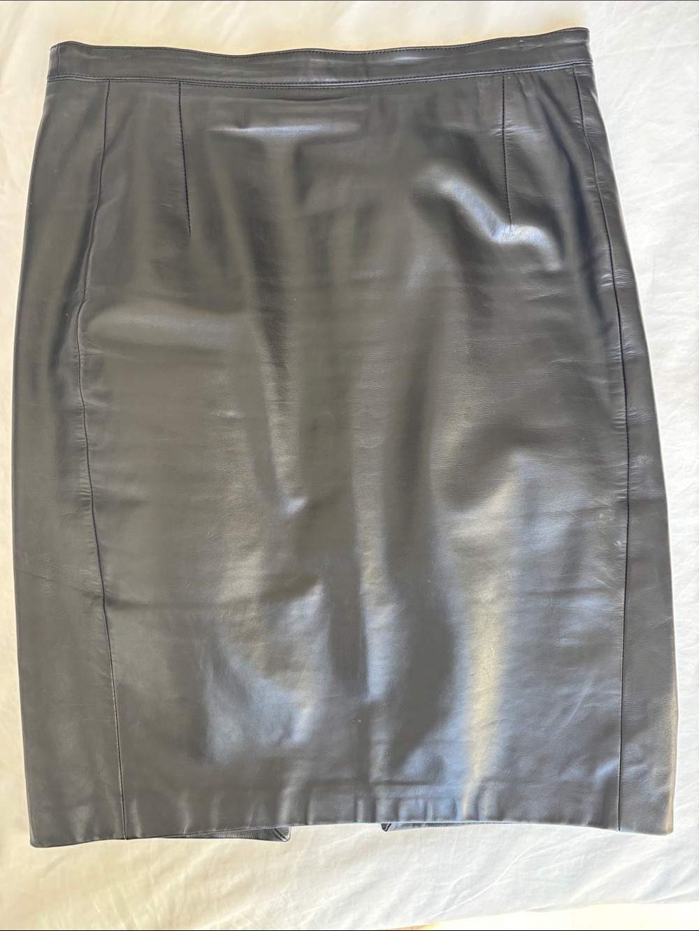Black Italian Leather Pencil Skirt